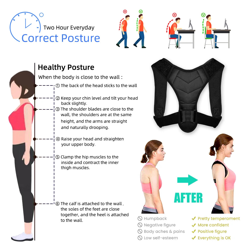 KaizenRush Posture Corrector - Adjustable Back Support Brace